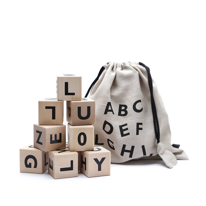 Ooh Noo - Wooden alphabet blocks, black (40AB1501)