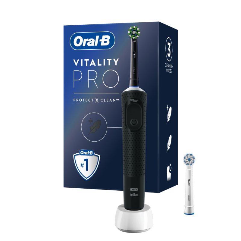 Oral-B Vitality Pro Electric Toothbrush with 2 Brush Heads and 3 Modes - Black