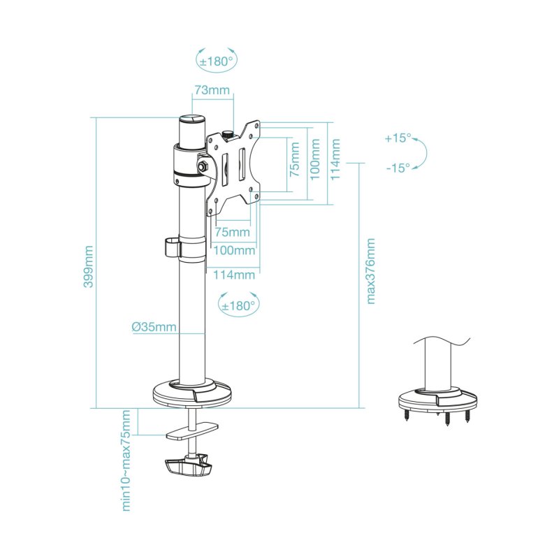SOPORTE MESA TOOQ PANTALLAS GIRA INCLI 17-32 NEGRO
