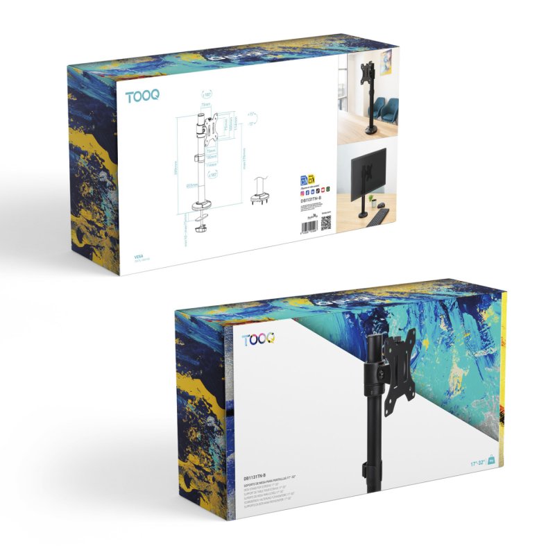 SOPORTE MESA TOOQ PANTALLAS GIRA INCLI 17-32 NEGRO