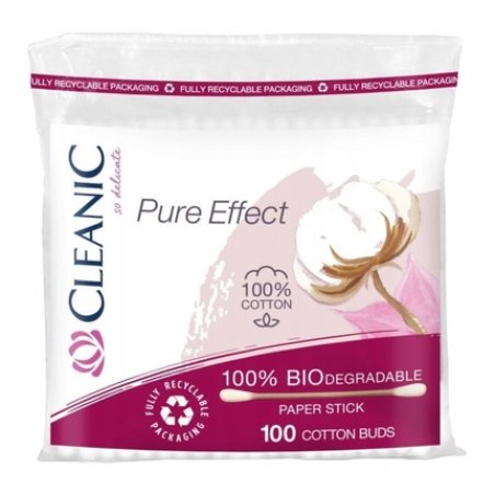 Cleanic Pure Effect Bio Cotton Swabs - 100 Pieces