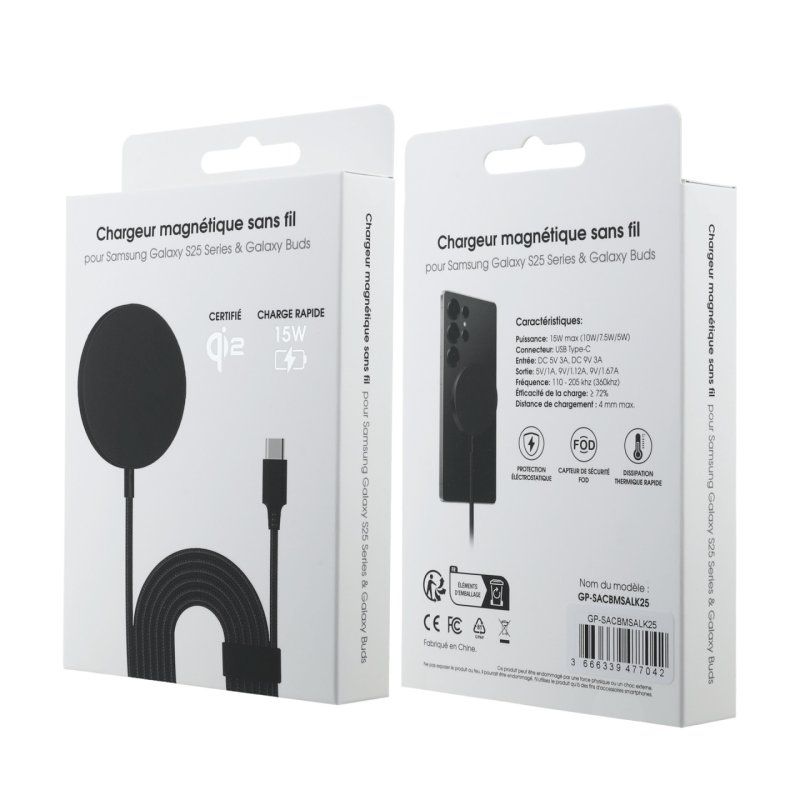 Samsung Chargeur sans fil noir 2-en-1 (smartphone / Buds) 15W