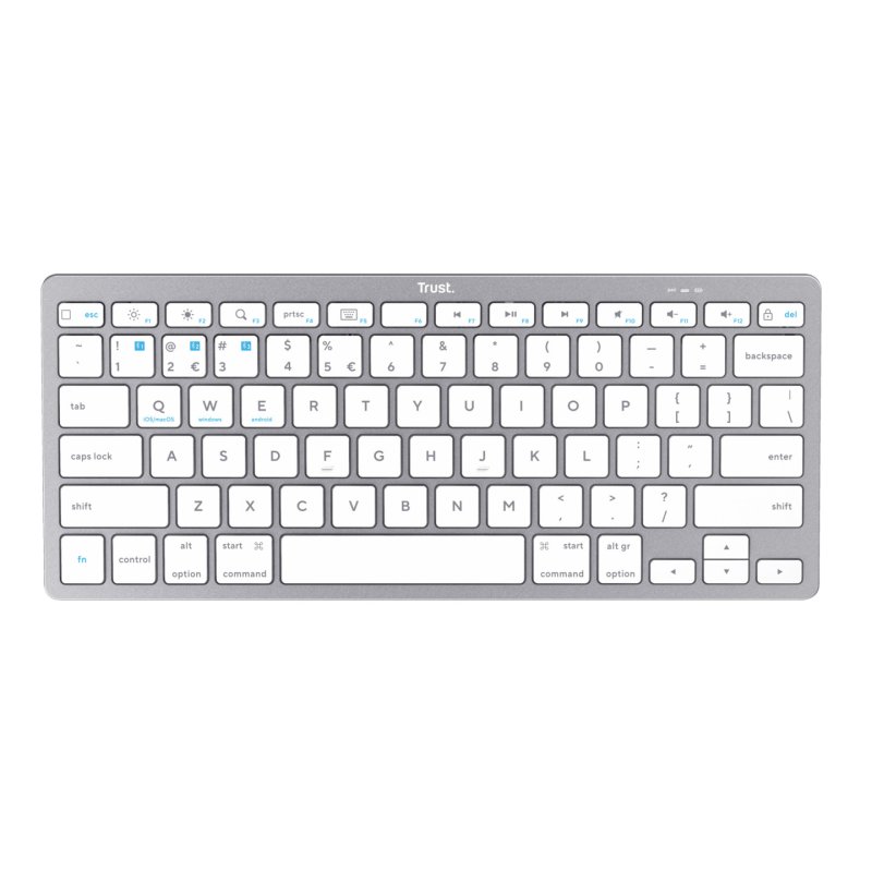 TRUST Kabellose Bluetooth Tastatur, Deutsches QWERTZ-Layout Leiser Tastenanschlag, Integrierte Multimedia- und