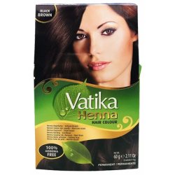 Vatika Henna Hair Colour Black Brown 100% Ammonia Free 60g