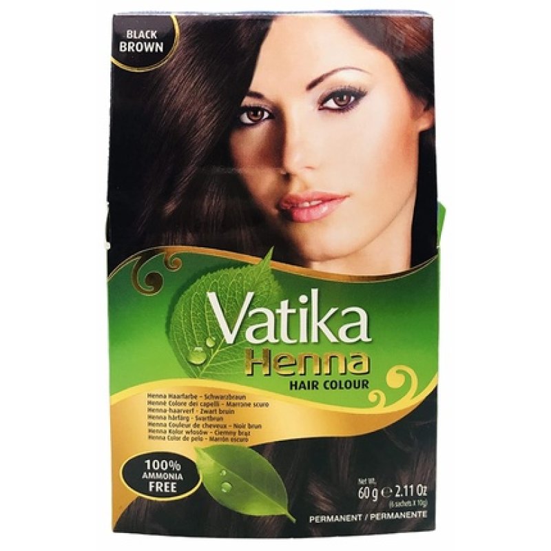Vatika Henna Hair Colour Black Brown 100% Ammonia Free 60g