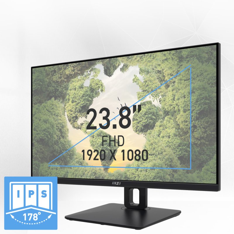 MSI Pro MP245PG 24 Inch Monitor, FHD (1920 x 1080), 100Hz, IPS, 1ms, 1x HDMI 1.4b, 1x DP 1.2a output, 1x D-Sub(VGA),