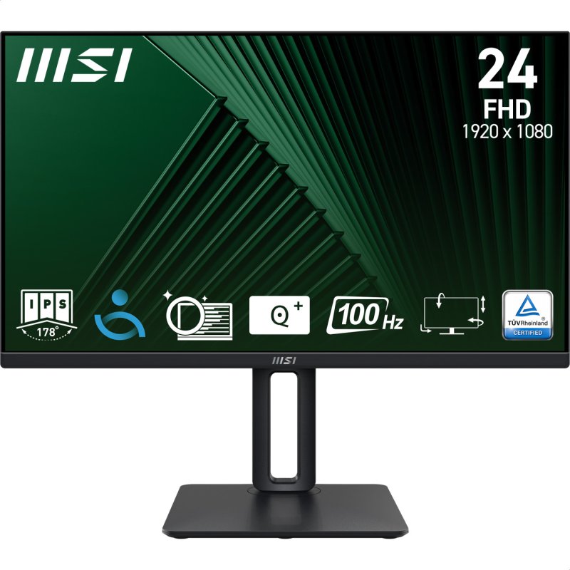 MSI Pro MP245PG 24 Inch Monitor, FHD (1920 x 1080), 100Hz, IPS, 1ms, 1x HDMI 1.4b, 1x DP 1.2a output, 1x D-Sub(VGA),