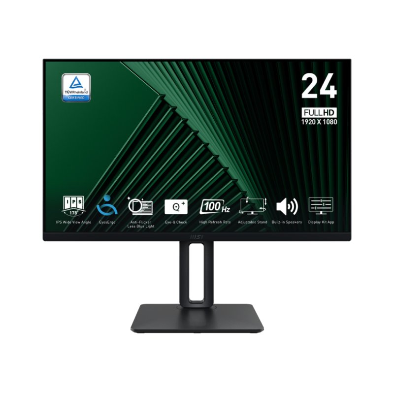 MSI Pro MP245PG 24 Inch Monitor, FHD (1920 x 1080), 100Hz, IPS, 1ms, 1x HDMI 1.4b, 1x DP 1.2a output, 1x D-Sub(VGA),