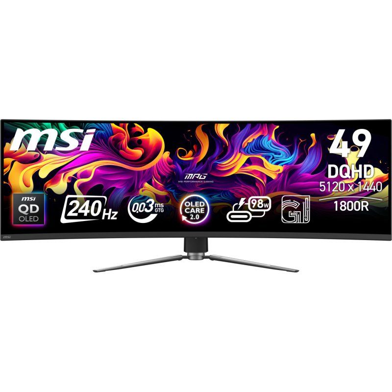 MSI MPG 491CQPX QD-OLED computer monitor 124.5 cm (49") 5120 x 1440 pixels Dual QHD Black