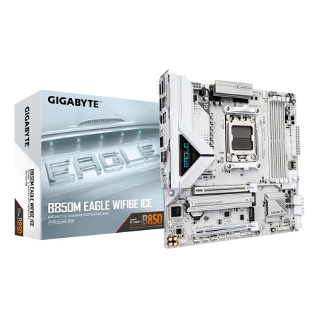 GIGABYTE B850M EAGLE WIFI6E ICE Motherboard - AMD Ryzen 9000 Series CPUs, 8 2 2 Phases Digital VRM, up to 8200MHz DDR5