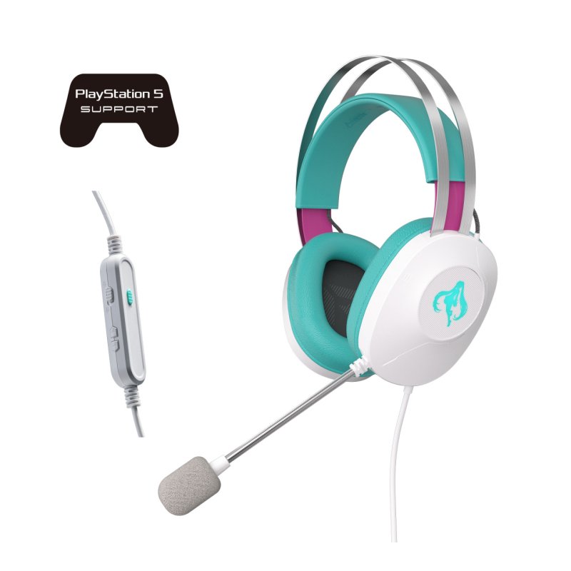 ASUS TUF Gaming H1 Gen II Hatsune Miku Edition Casque Avec fil À la main Jouer USB Type-A Rose, Turquoise, Blanc