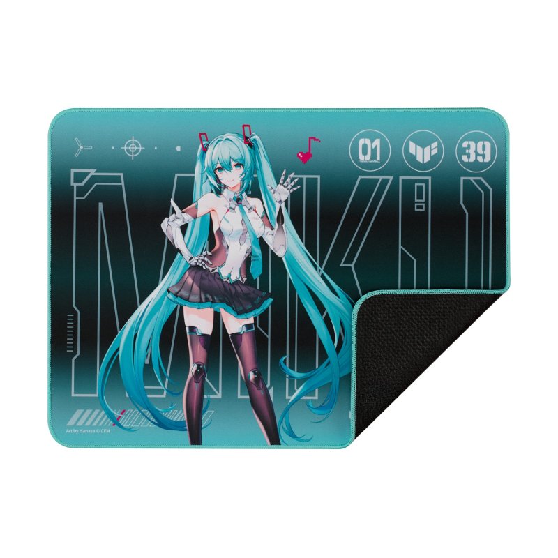 Asus TUF Gaming P1 Hatsune Miku Edition Gaming Mouse Pad, Water-Resistant Surface, Non-Slip Rubber Base, Anti-Fray, 260