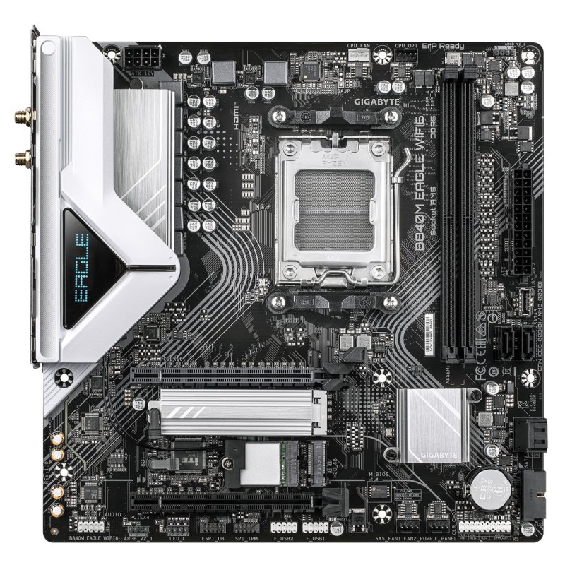 GIGABYTE B840M EAGLE WIFI6 Carte Mère – Processeurs AMD Ryzen 9000, 5 2 2 phases VRM, jusqu’à 7600 MHz DDR5