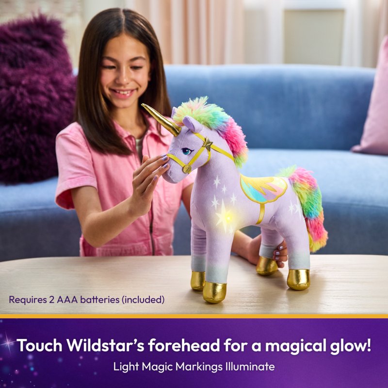 Unicorn Academy, Peluche Light-Up Wildstar officielle à effets sonores et lumineux, licorne en peluche, jouets licorne