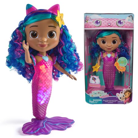 Gabby's Dollhouse: The Movie, Sing & Shine Mermaid Gabby, Waterproof Mermaid Doll with Lights & Sounds, Kids Toys for