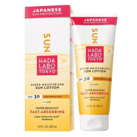 Hada Labo Tokyo SUN Lotion 200ml Sunscreen 30 SPF UVA UVB for Body with Panthenol and Hyaluronic Acid