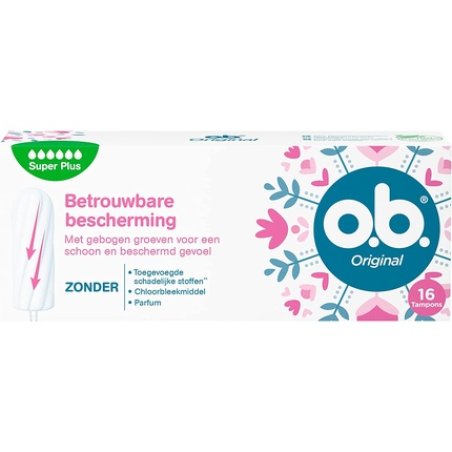 o.b. Original Super Plus Tampons with StayDry Technology and Curved Grooves for Reliable Protection and a Clean Feeling