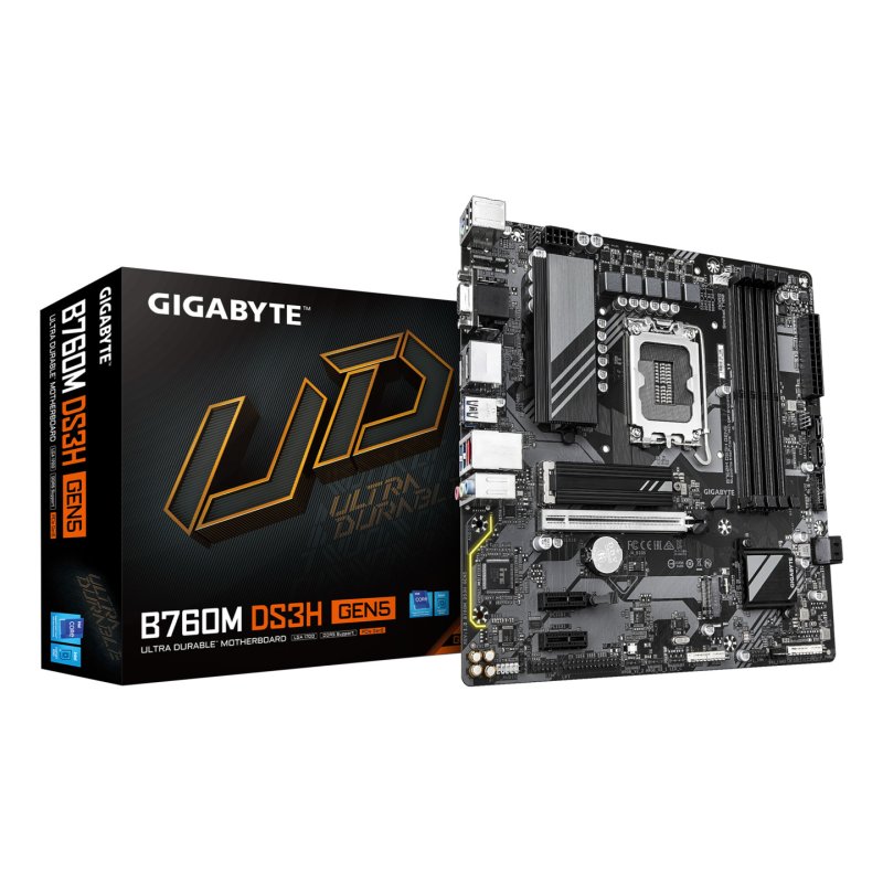 GIGABYTE B760M DS3H GEN5 Motherboard - Supports Intel Core 14th Gen CPUs, 6 2 1 Phases Digital VRM, up to 5600MHz DDR5,