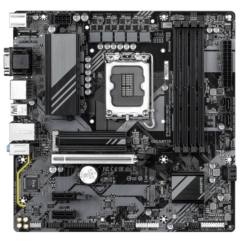 GIGABYTE B760M DS3H GEN5 Motherboard - Supports Intel Core 14th Gen CPUs, 6 2 1 Phases Digital VRM, up to 5600MHz DDR5,