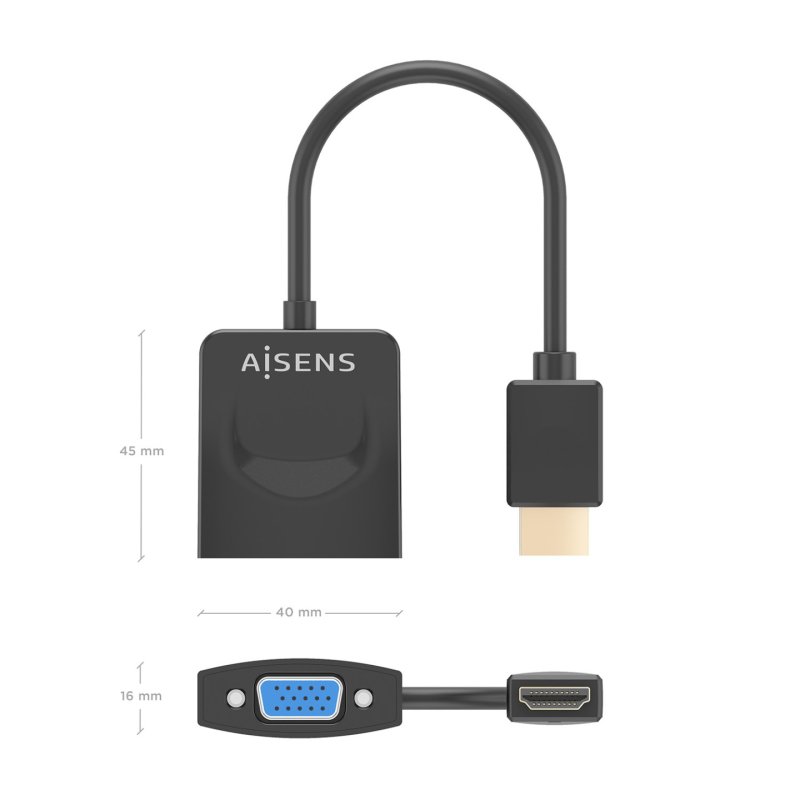 AISENS A122-0947 video cable adapter 0.15 m HDMI Type A (Standard) VGA (D-Sub) Black