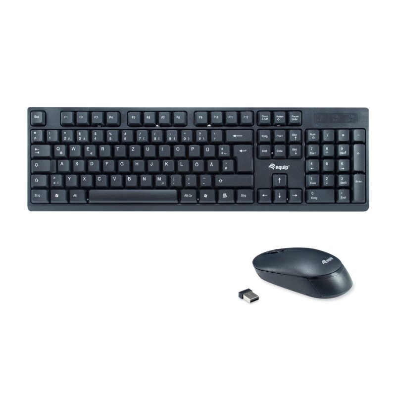 Equip Wireless Tastatur Maus. Layout deutsch schwarz