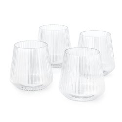 Olsen Home - Ribbed Plastic Glasses - Pack of 4 - 9 × 9 × 9 cm