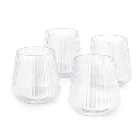 Olsen Home - Ribbed Plastic Glasses - Pack of 4 - 9 × 9 × 9 cm