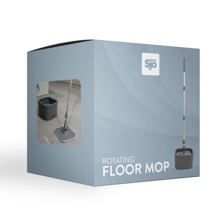 Sjö & Hav - Rotating Floor Mop - Telescopic Length: 110–130 cm, Bucket Dimensions: 29 × 29 × 17 cm