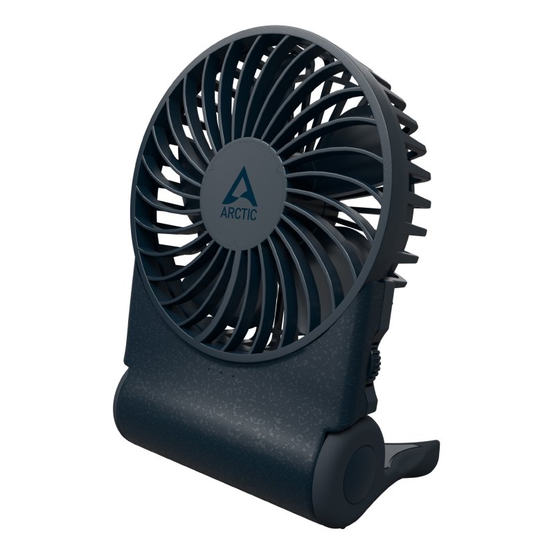 Arctic Summair 2Go Powerful Handheld Fan, Up to 77 Hours of Battery, Ergonomic Handle with Fold-Out Stand, Deep Blue