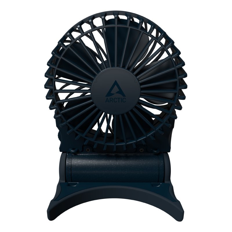 Arctic Summair 2Go Powerful Handheld Fan, Up to 77 Hours of Battery, Ergonomic Handle with Fold-Out Stand, Deep Blue