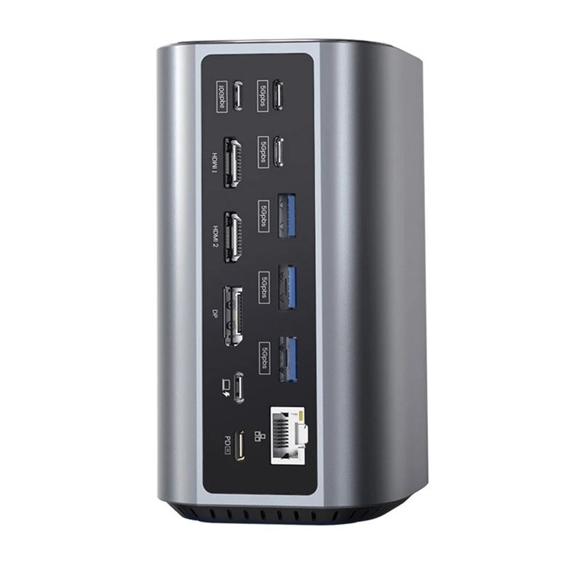 Blitzwolf BW-TH15 17in1 Docking Station 2xHD DP 4xC 3xUSB 3.0 USB 3.1 C 3.2 C PD RJ45 micro SD SD 3.5mm Audio