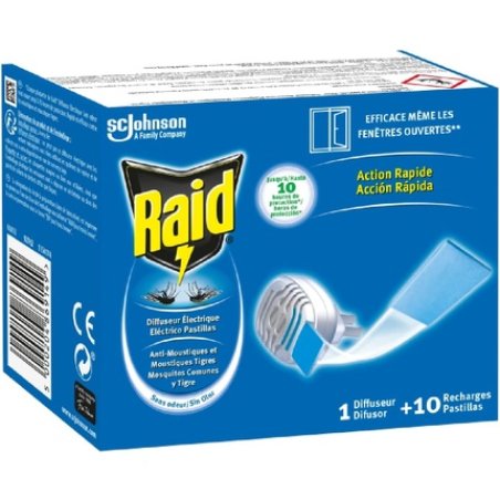 Raid Electric Mosquito & Tiger Mosquito Diffuser 1 Diffuser 10 Refills