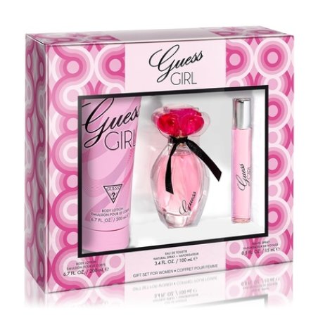 GUESS Girl Eau de Toilette Perfume Spray 3.4 Fl. Oz., Travel Spray 0.5 Fl. Oz., & Body Lotion 6.7 Fl. Oz.