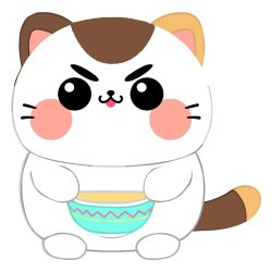 Funny Cat Peluche Cat with Soup 25 cm