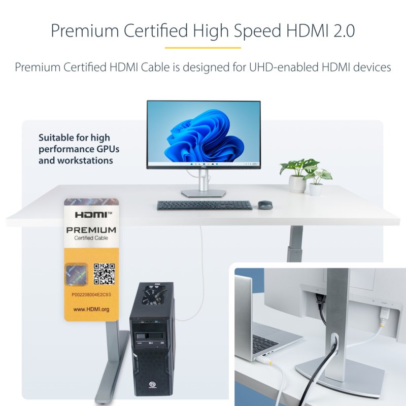 CABLE HDMI HAUT DEBIT CERTIFIE PREMIUM DE 3M 4K 60HZ HDR10