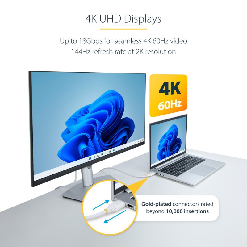 StarTech.com 10ft (3m) Premium Certified High Speed HDMI Cable, 4K 60Hz/1440p 144Hz, HDR10/HDCP 2.2/ARC, 18Gbps, UHD