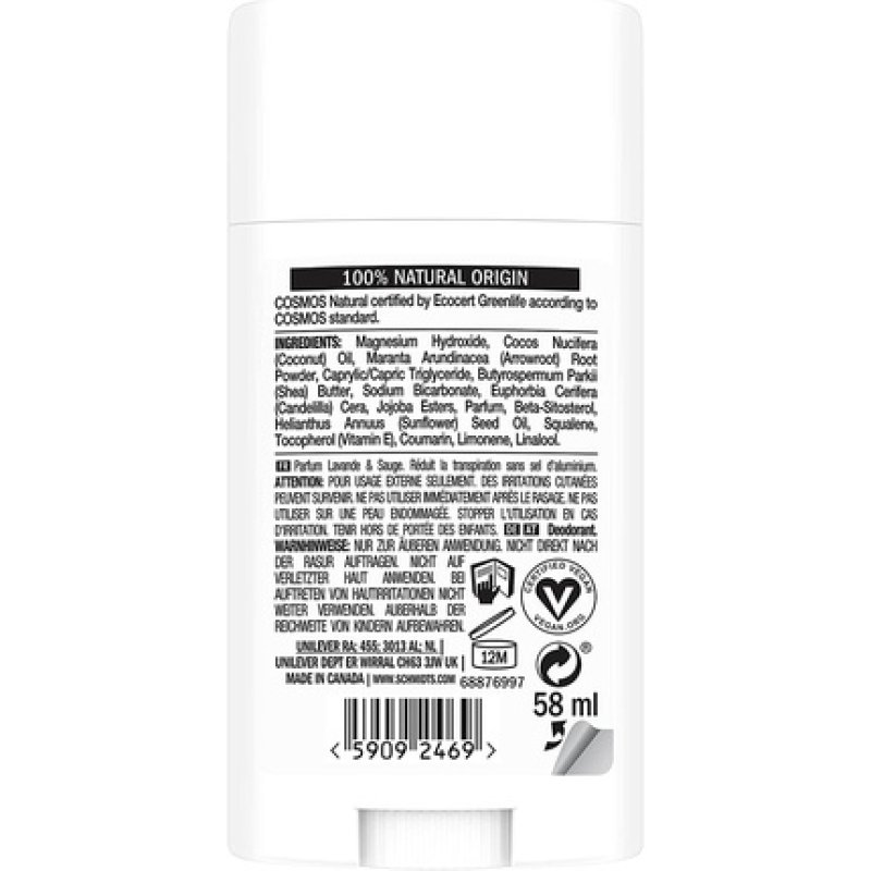 Schmidt's Lavender & Sage Deodorant Stick without Aluminum 75g