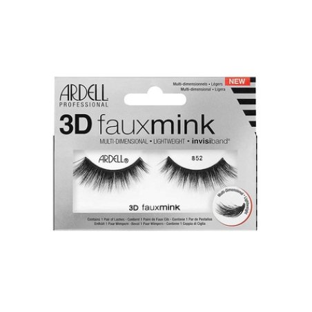 ARDELL Professional 3D Faux Mink 852 Synthetic Vegan Black Eyelashes - Style 852, Ultra-Lightweight, Flexible and