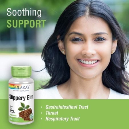 Solaray Slippery Elm Bark 400mg Healthy Respiratory Tract Function Throat Comfort Gastrointestinal Support 100 VegCaps