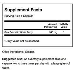 Swanson Saw Palmetto 100 Capsules 540mg High Strength Serenoa Repens Berry