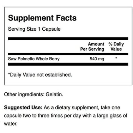 Swanson Saw Palmetto 100 Capsules 540mg High Strength Serenoa Repens Berry