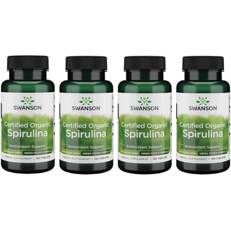 Swanson Certified Organic Spirulina 500mg 180 Tablets