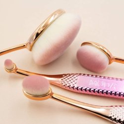 Moda Royal & Langnickel Full Size Metallic Face Perfecting 4pc Oval Makeup Brush