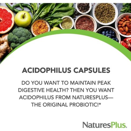 NaturesPlus Acidophilus Probiotic Supplement with Pectin 90 Vegetarian Capsules - 90 Servings