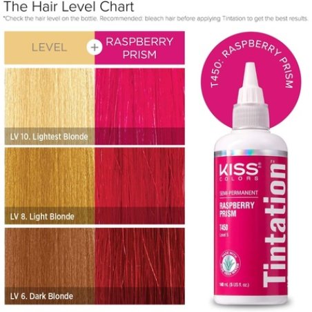Kiss Tintation Semi-Permanent Hair Colour with Argan Oil and Aloe Vera - Raspberry