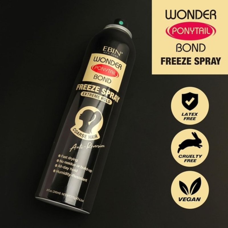 Wonder Lace Bond Ponytail Freeze Spray 8oz Extreme Hold for Coarse Hair