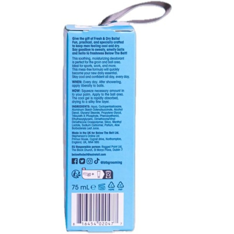 Below The Belt Grooming Fresh & Dry Balls Intimate Deodorant Cool Bauble 75ml
