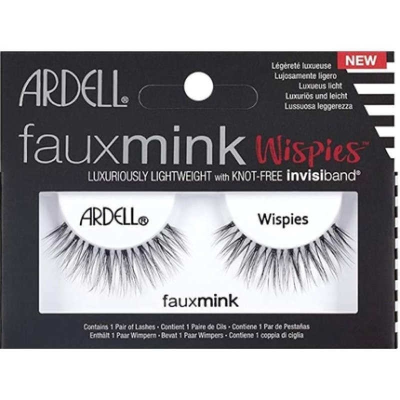 Ardell Faux Mink Wispies Black Medium Volume Long Length False Eyelashes
