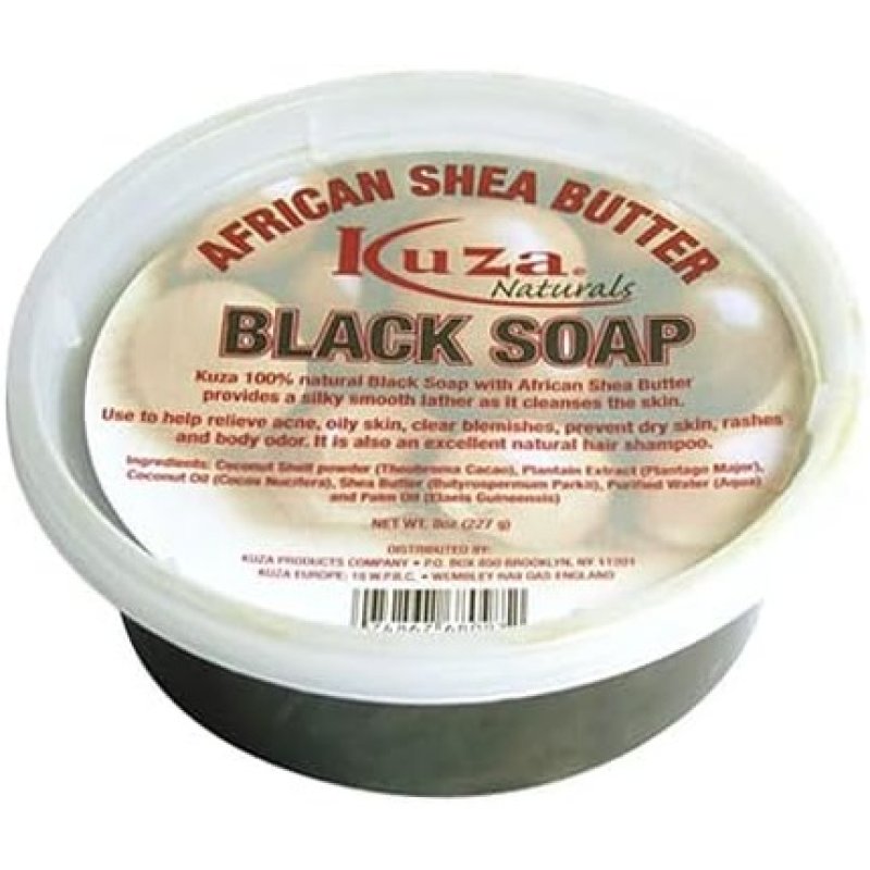 Kuza African Shea Butter Black Soap Body Cleanser and Moisturizer with Natural Herbal Conditioning Hair Shampoo