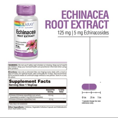 Solaray Echinacea Angustifolia Root Extract 125mg 60 VegCaps